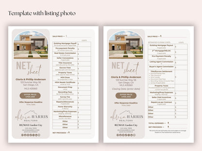 Seller Net Proceeds Sheet
