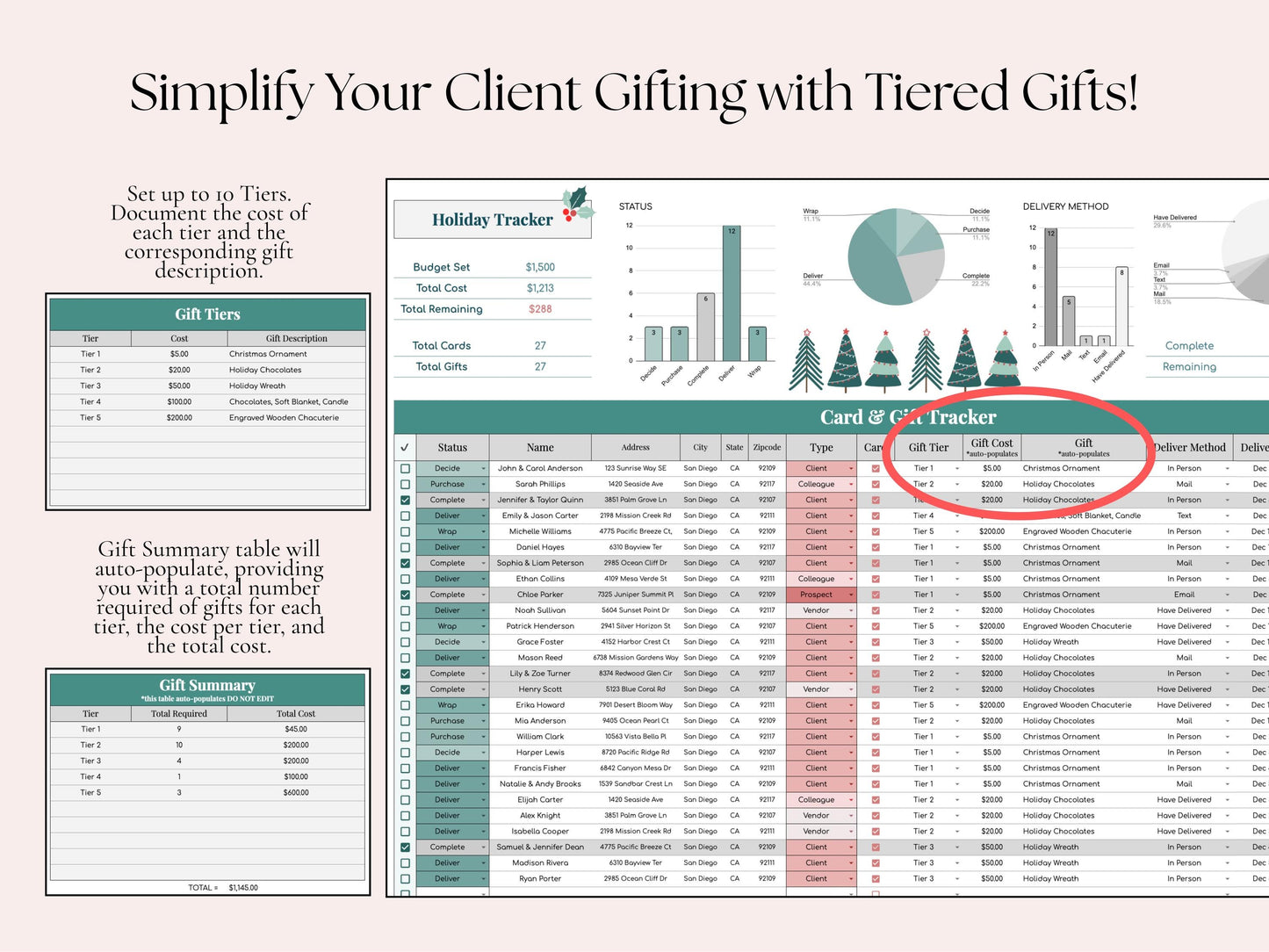 Business Holiday Card & Gift Tracker