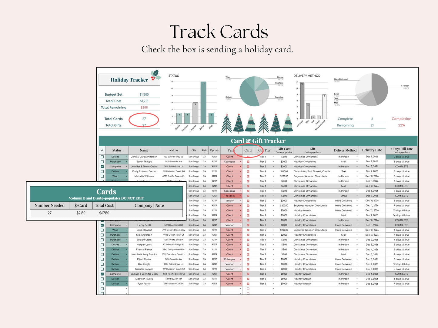 Business Holiday Card & Gift Tracker