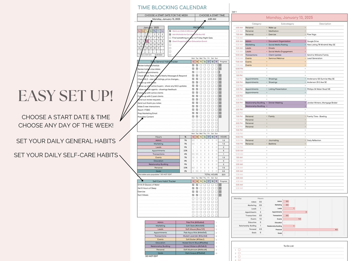 Time Blocking Digital Planner