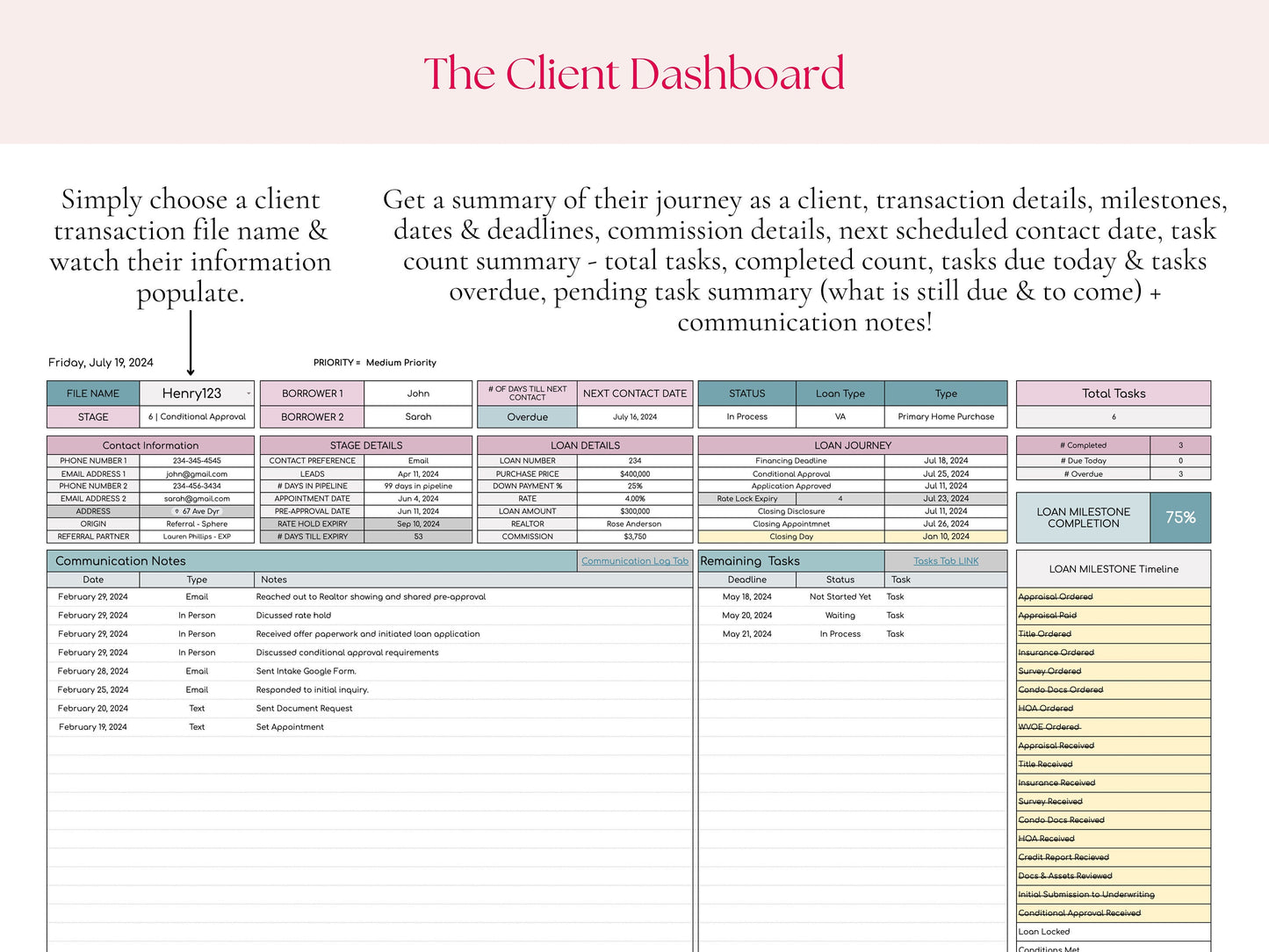 Loan Officer Pipeline with Task Tracker