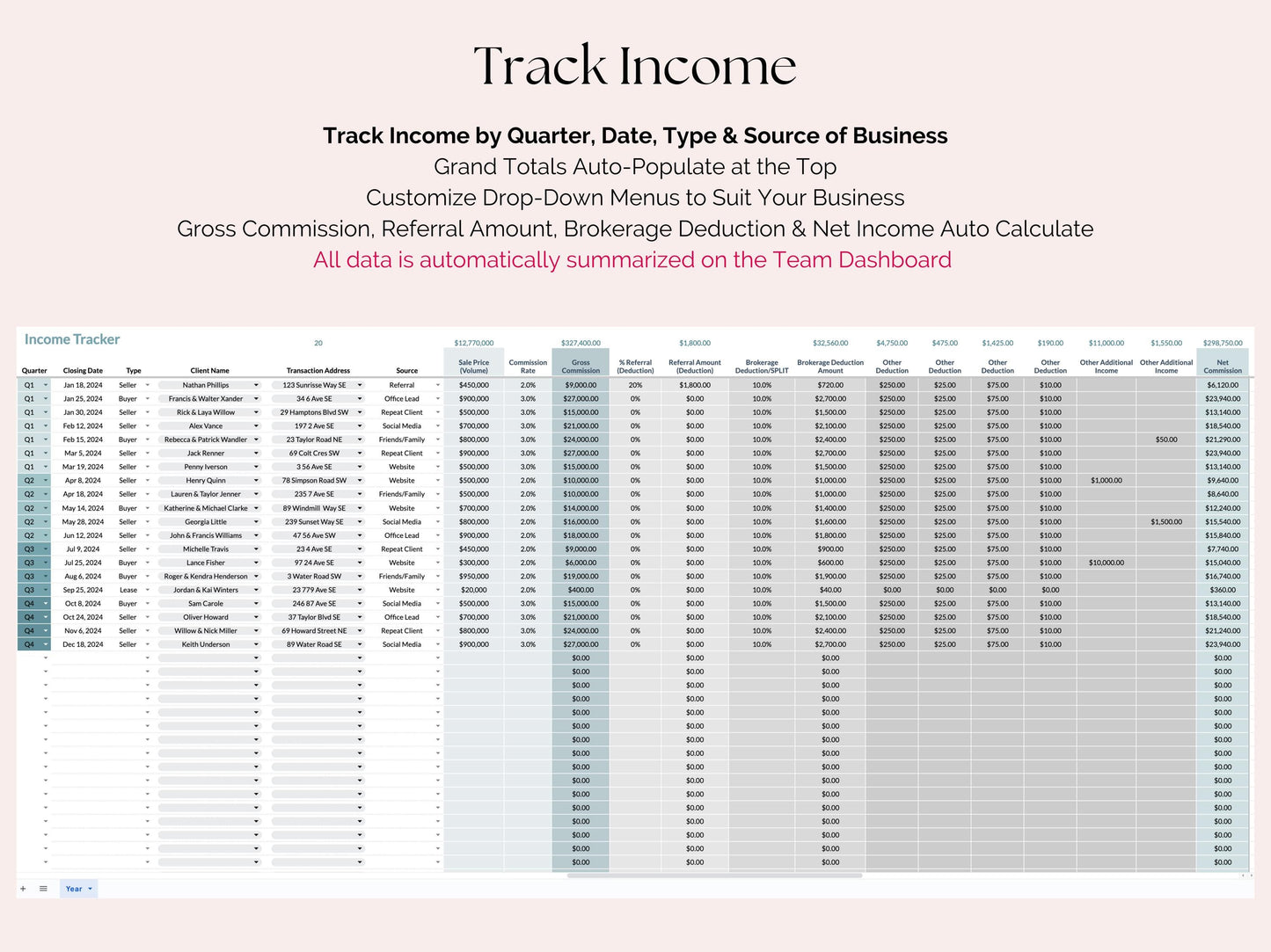 Team Income and Expense Tracker