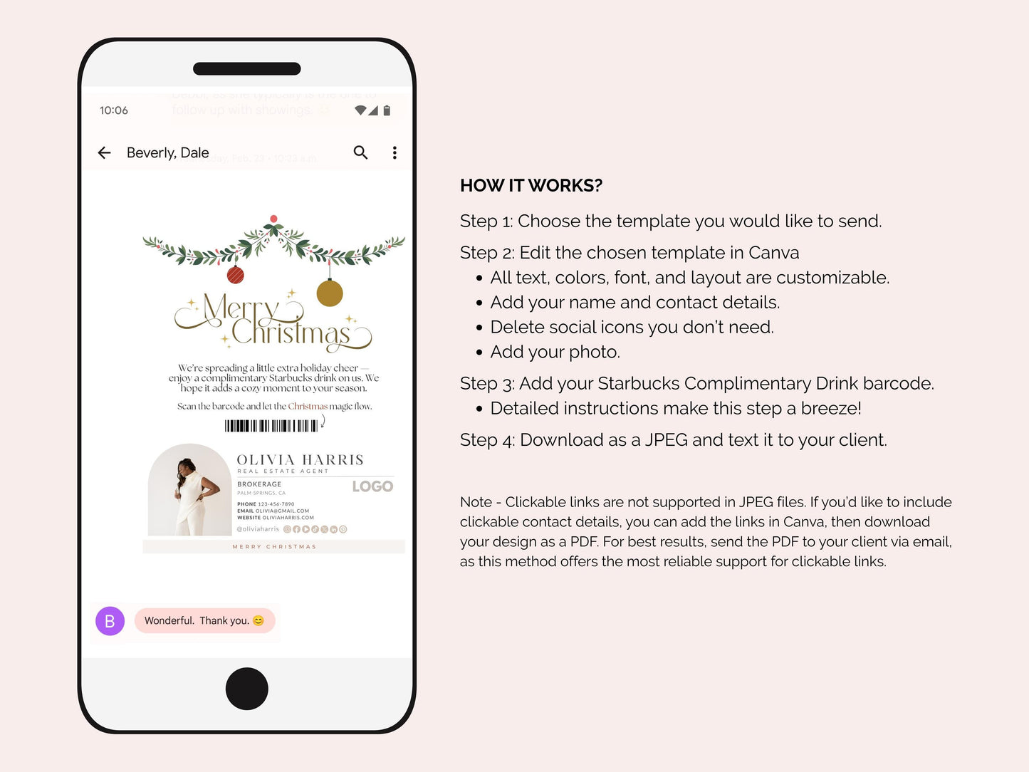 Merry Christmas Textable Coffee Card