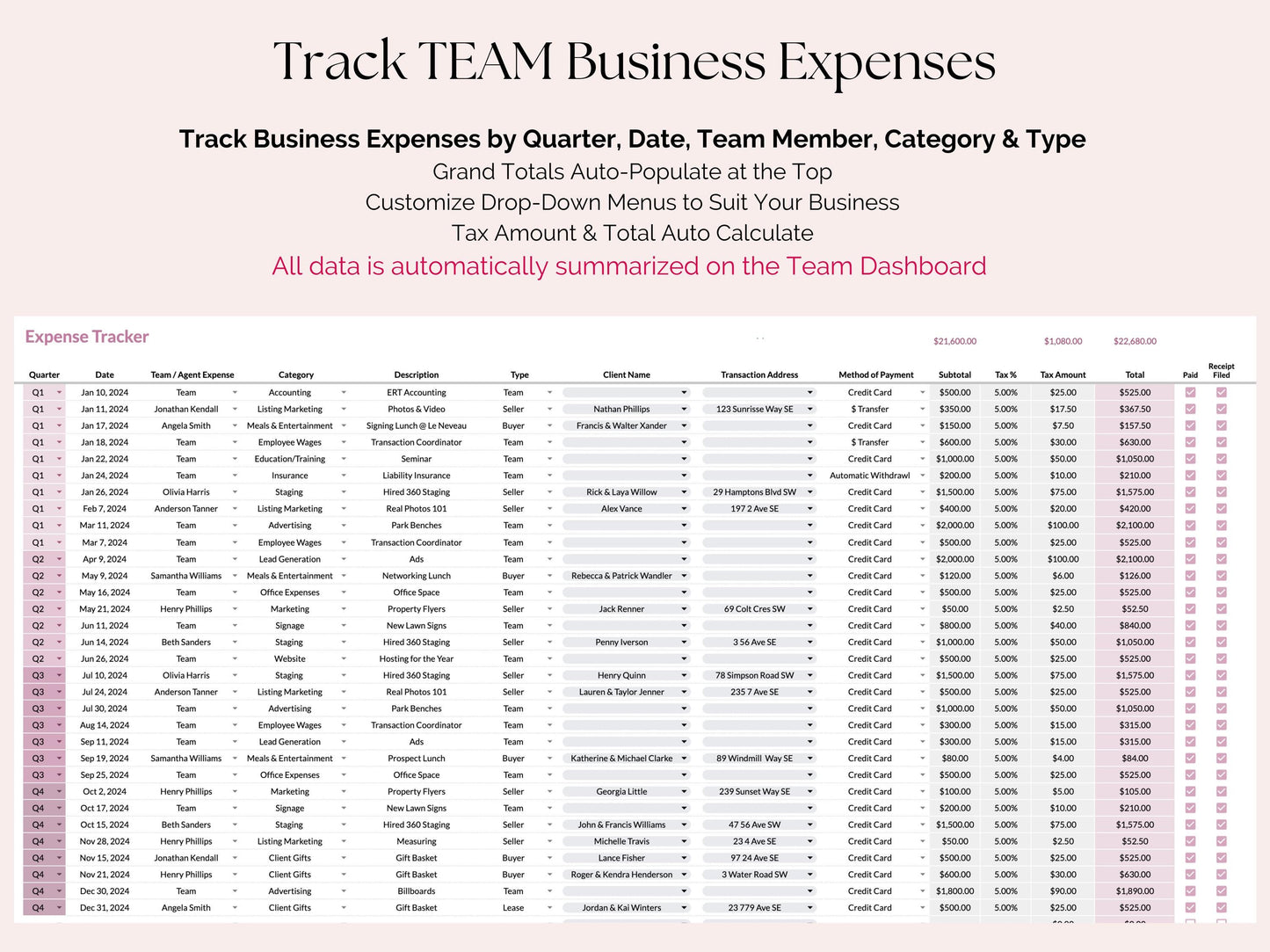 Team Income and Expense Tracker