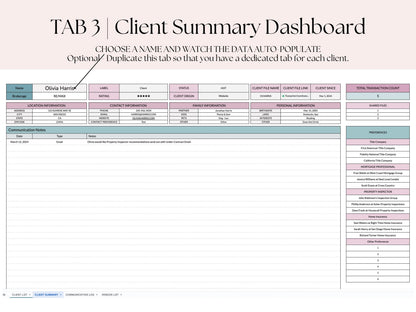 Transaction Coordinator Client List & Vendor List