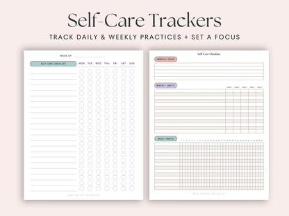 Self-Care Daily Planner with Balance Wheel & Habit Tracker
