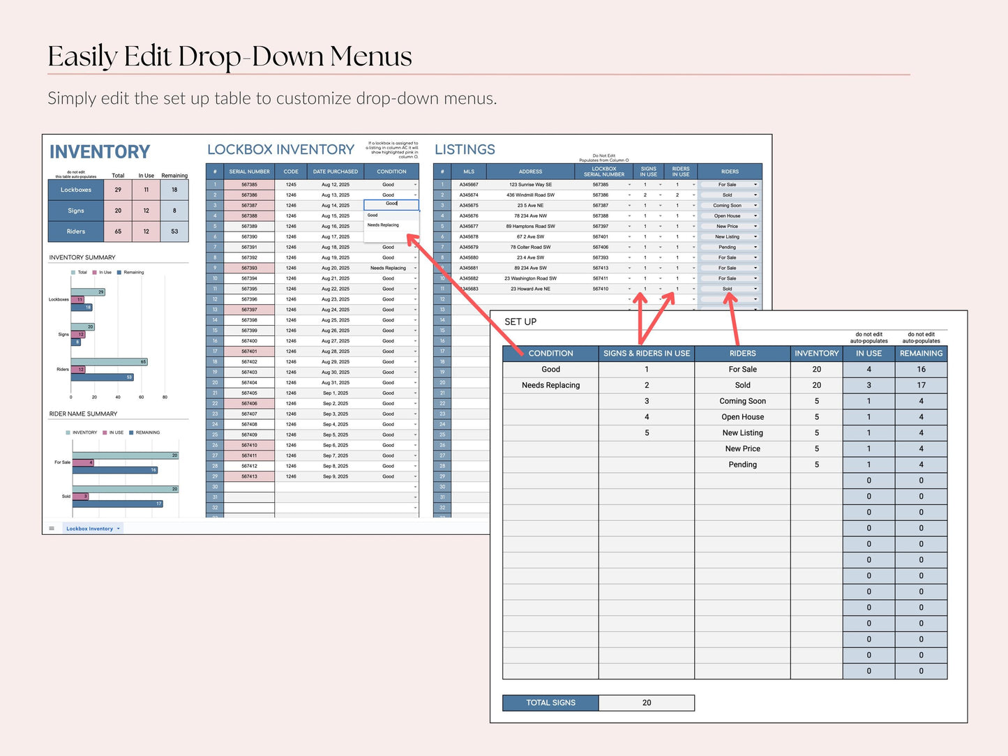 Lockbox, Sign & Rider Inventory Tracker