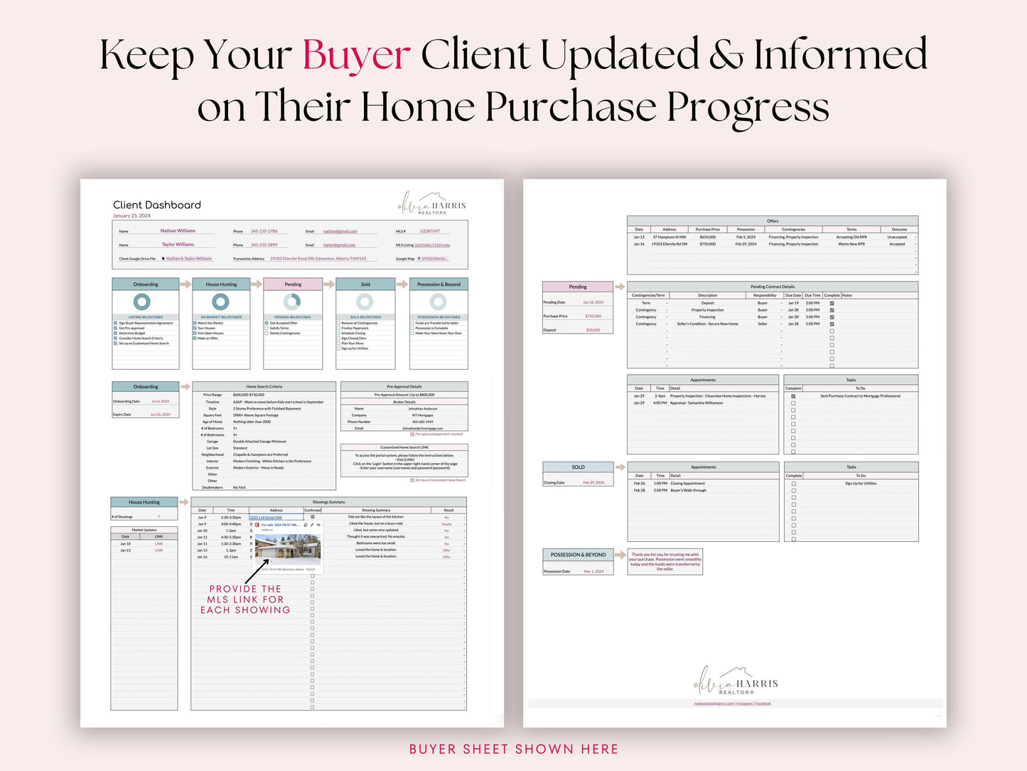 Buyer and Seller Client Transaction Dashboard