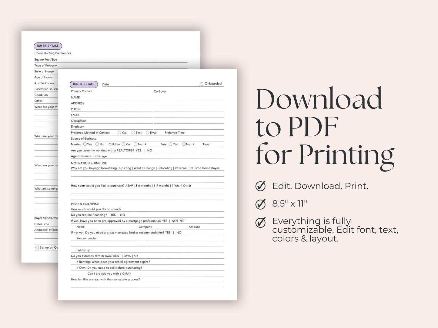 Buyer and Seller Intake Forms